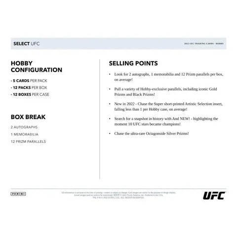 2022 Panini Select UFC Hobby Box - Sports Cards