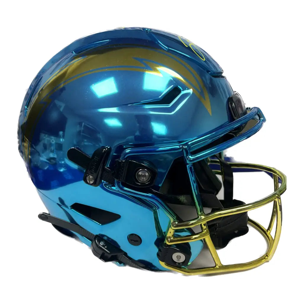 Autographed Justin Herbert Chrome Flex Chargers Helmet w/ Inscription