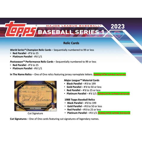 2023 Topps Series 1 Baseball HTA Jumbo - Sports Cards