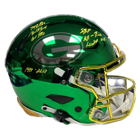 Autographed Donald Driver Chrome Flex Packers Helmet w/ 3