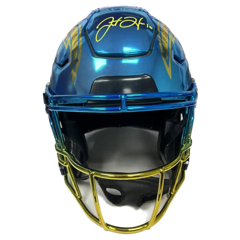 Autographed Justin Herbert Chrome Flex Chargers Helmet w/