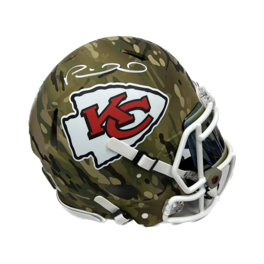 camo football helmet Autographed Patrick Mahomes Camo Authentic Chiefs Helmet